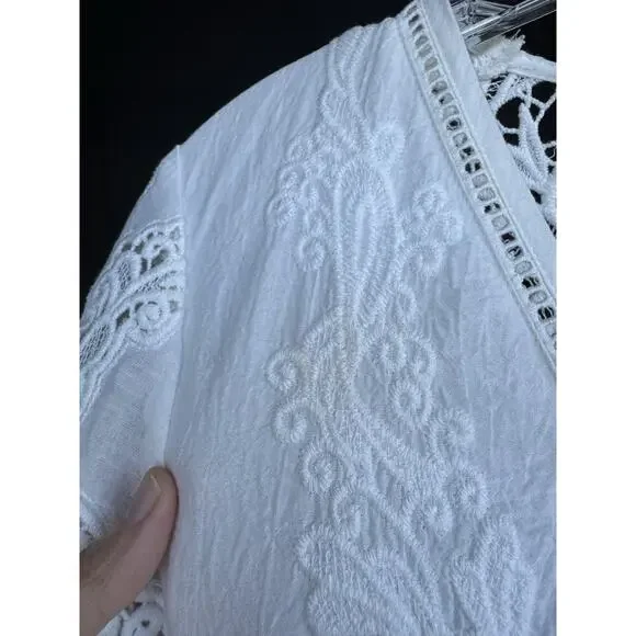 Spell & Gypsy Large Magnolia White Lace Eyelet Embroidered Babydoll Dress READ - Picture 9 of 14